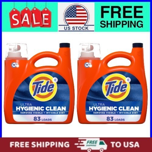 (2 Pack) Tide Ultra Hygienic Clean Liquid Laundry Detergent Original, 117 fl oz