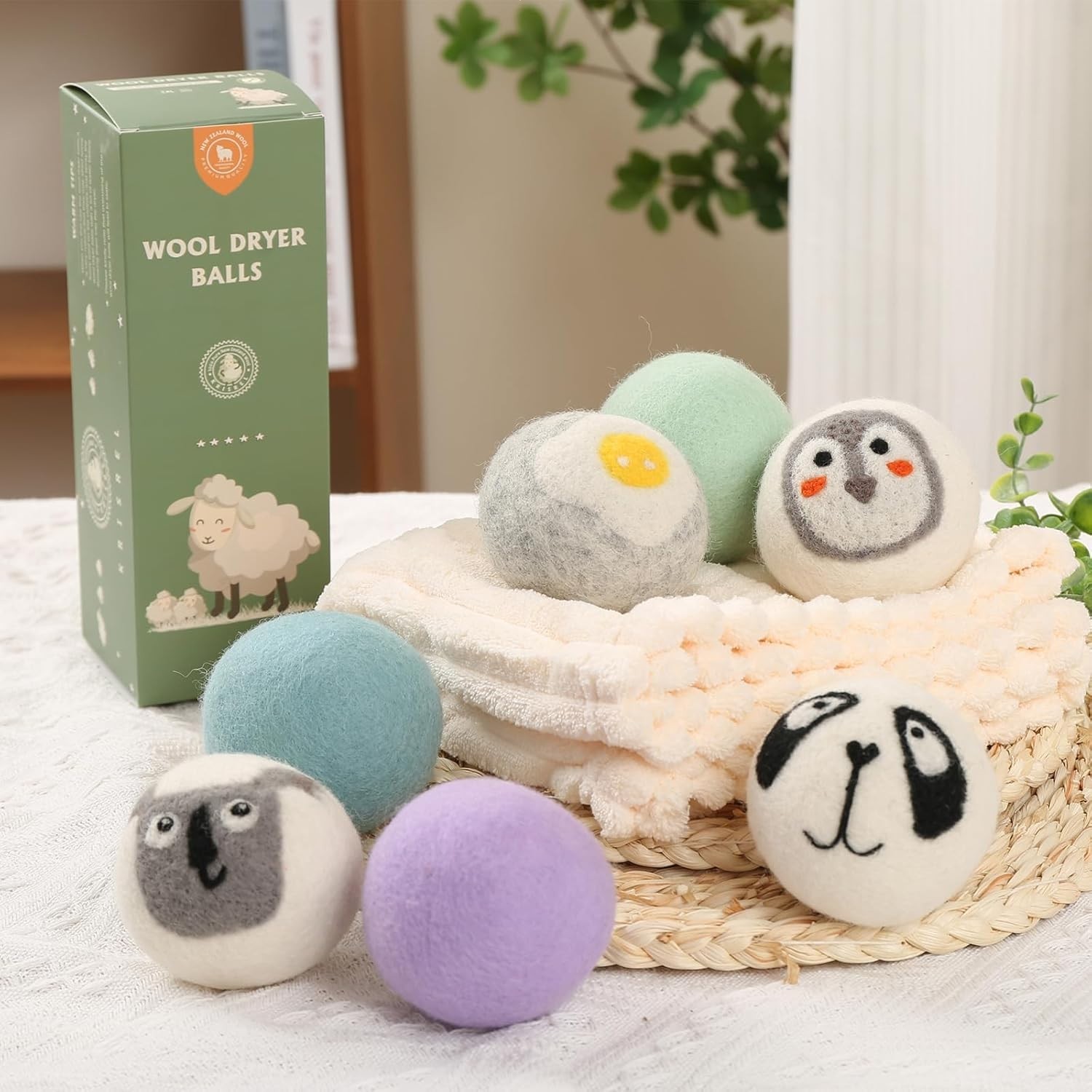 Wool Dryer Balls 3 Pack XL, Natural Fabric Softener New Zealand Wool，Handmade Or