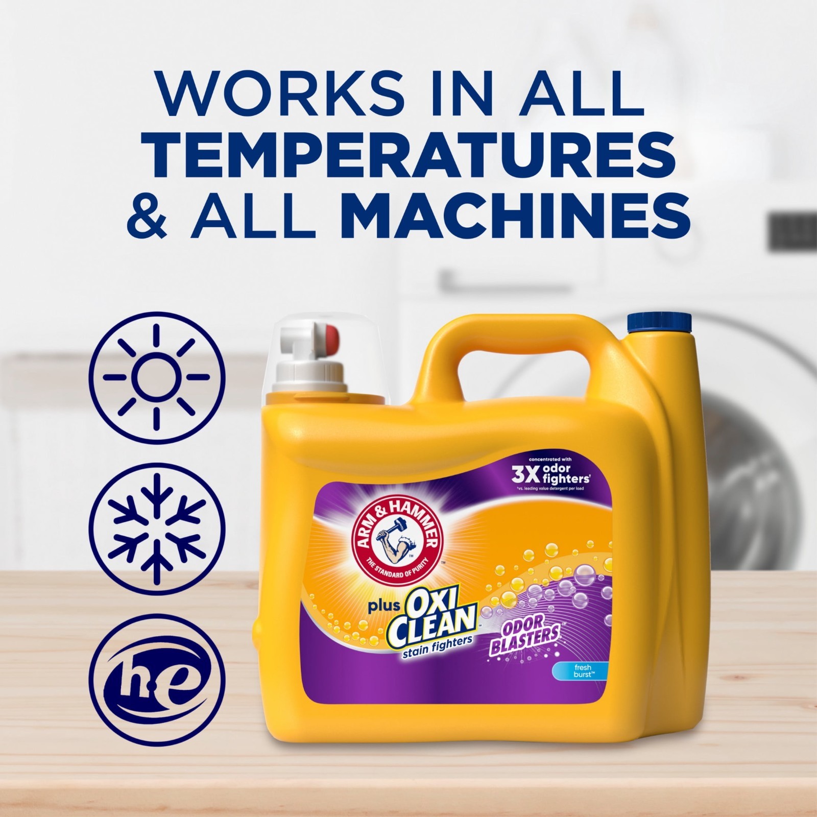 Arm & Hammer OxiClean Odor Blasters Detergent, Fresh Burst, 158.6 fl oz, 3 Pack