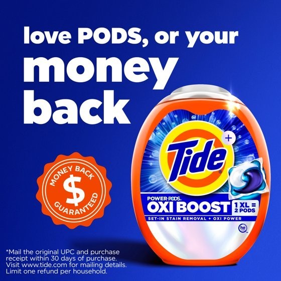 Tide Oxi Boost Power PODS Laundry Detergent Pacs, 57 Count, Set-In Stain Removal