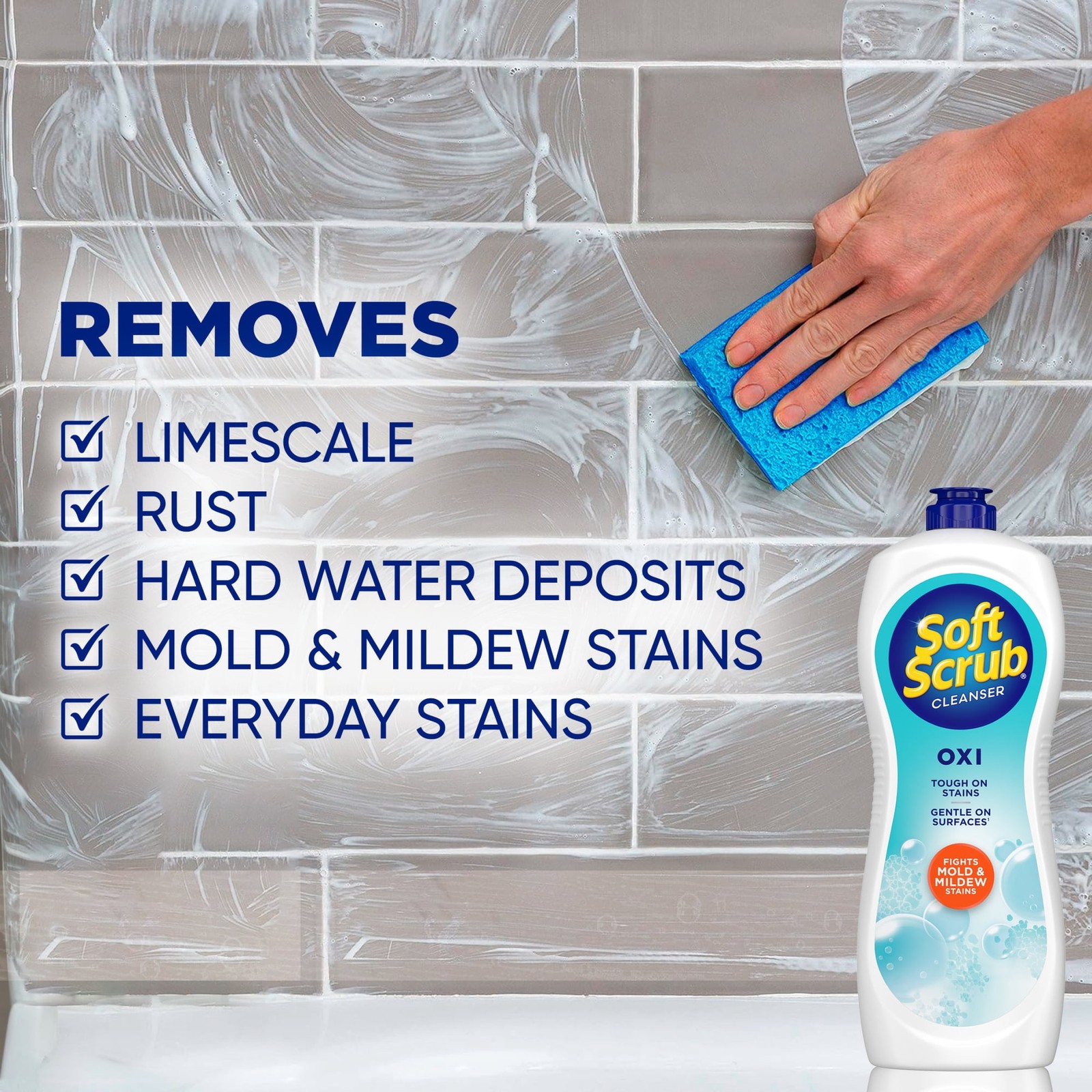 (2 Pack) Soft Scrub Multi-Purpose Cleanser with OXI, Surface Cleaner, 24 Ounce