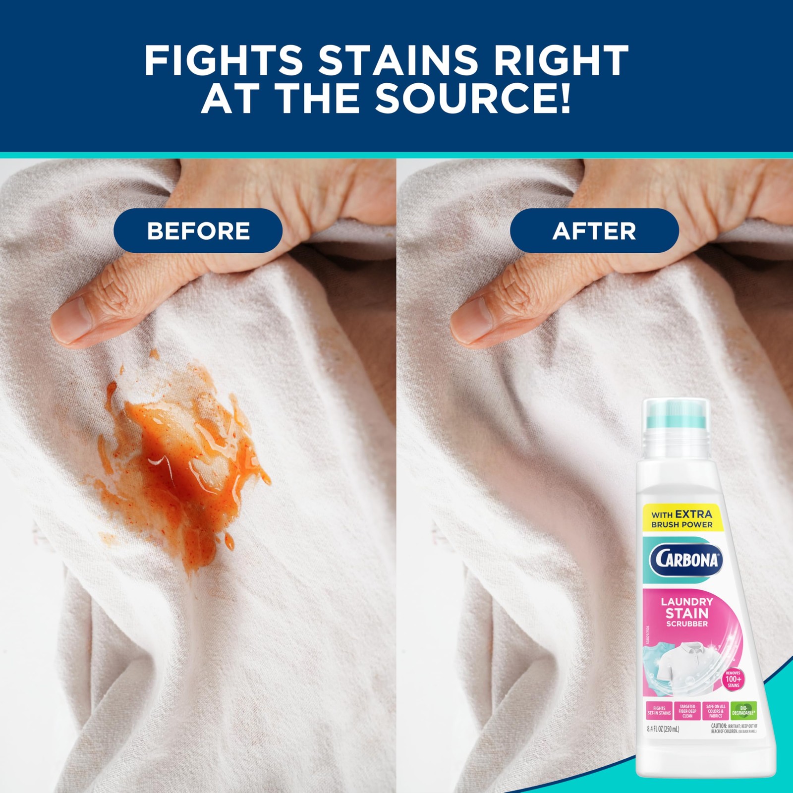 Carbona Laundry Stain Scrubber | Bio-Enzyme Stain Remover | Eliminates Fat,