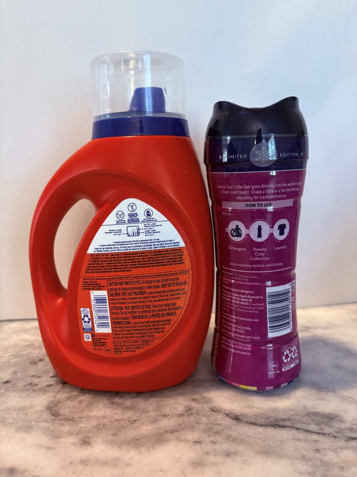 Tide Ultra OXI Liquid Laundry Detergent 46 oz + Downy Snowberry Cosy Beads Bundl