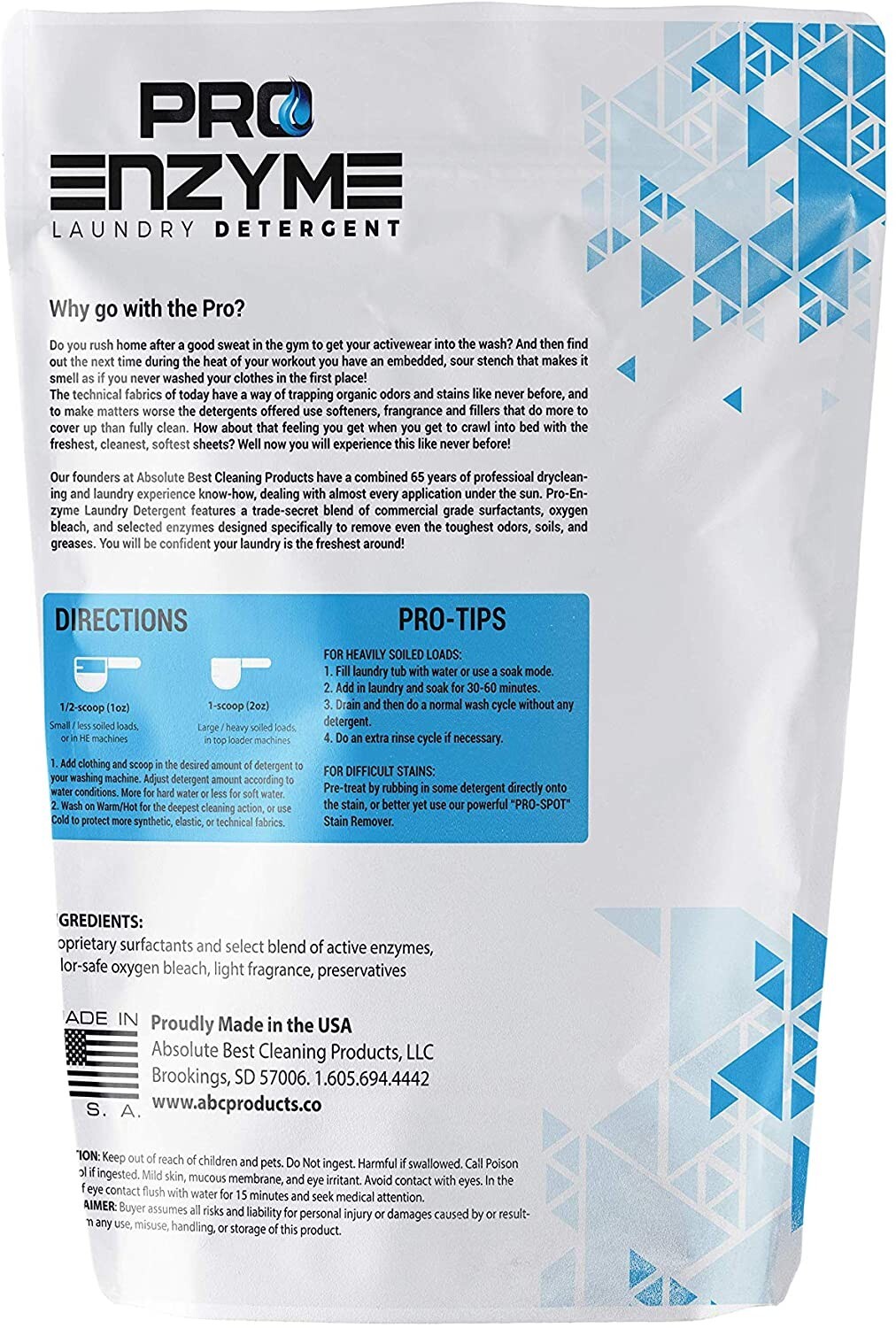 Pro-Enzyme Laundry Detergent Powder Proprietary Active Enzyme Destroy Odor 96 Ld