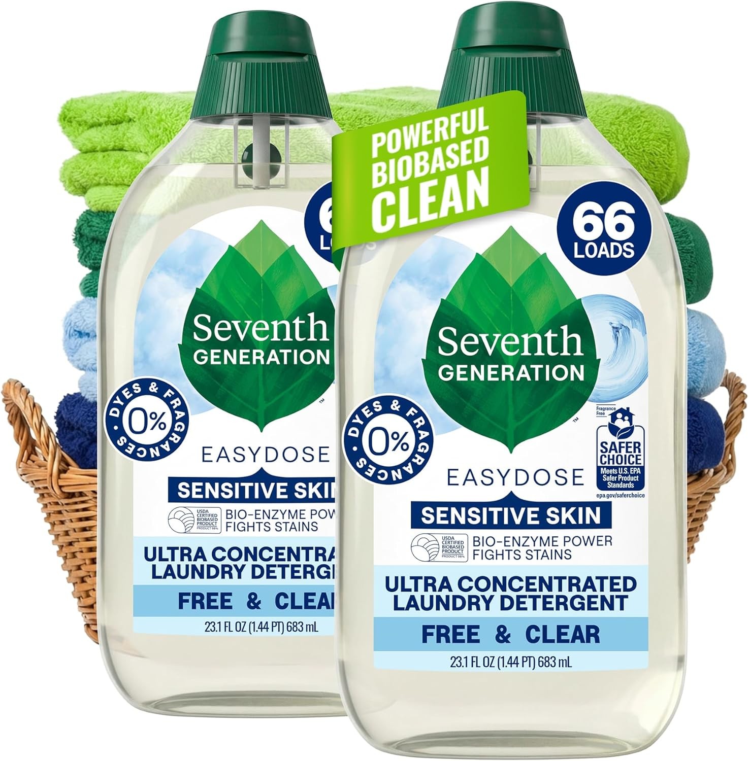 Laundry Detergent Ultra Concentrated EasyDose Free & Clear 23.1 Fl Oz Pack of 2