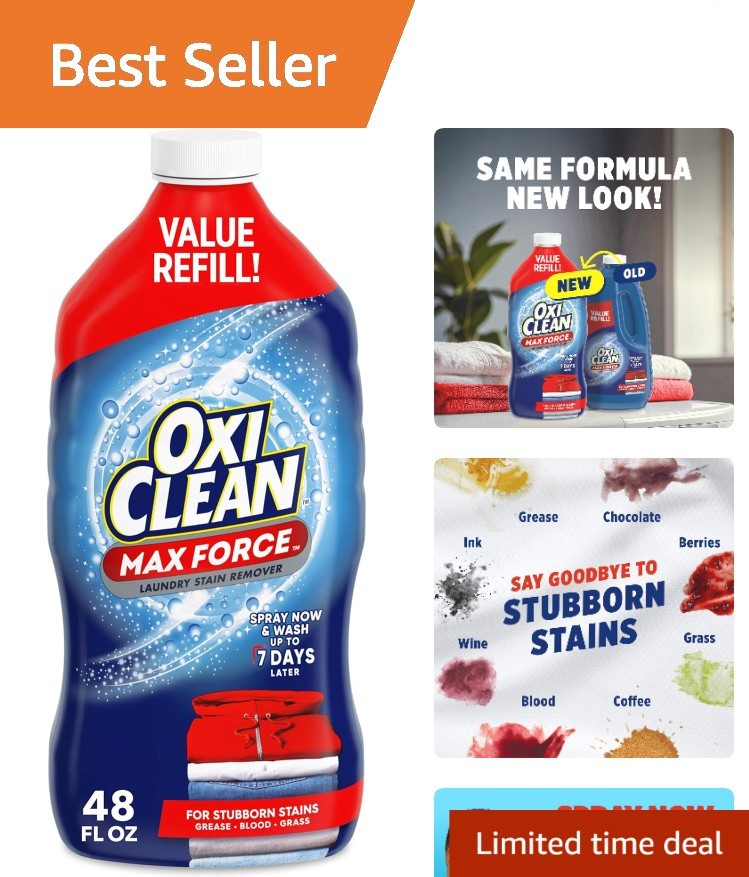 48 Fl Oz Max Force Stain Remover Spray Refill – Powerful, Safe for All Fabrics