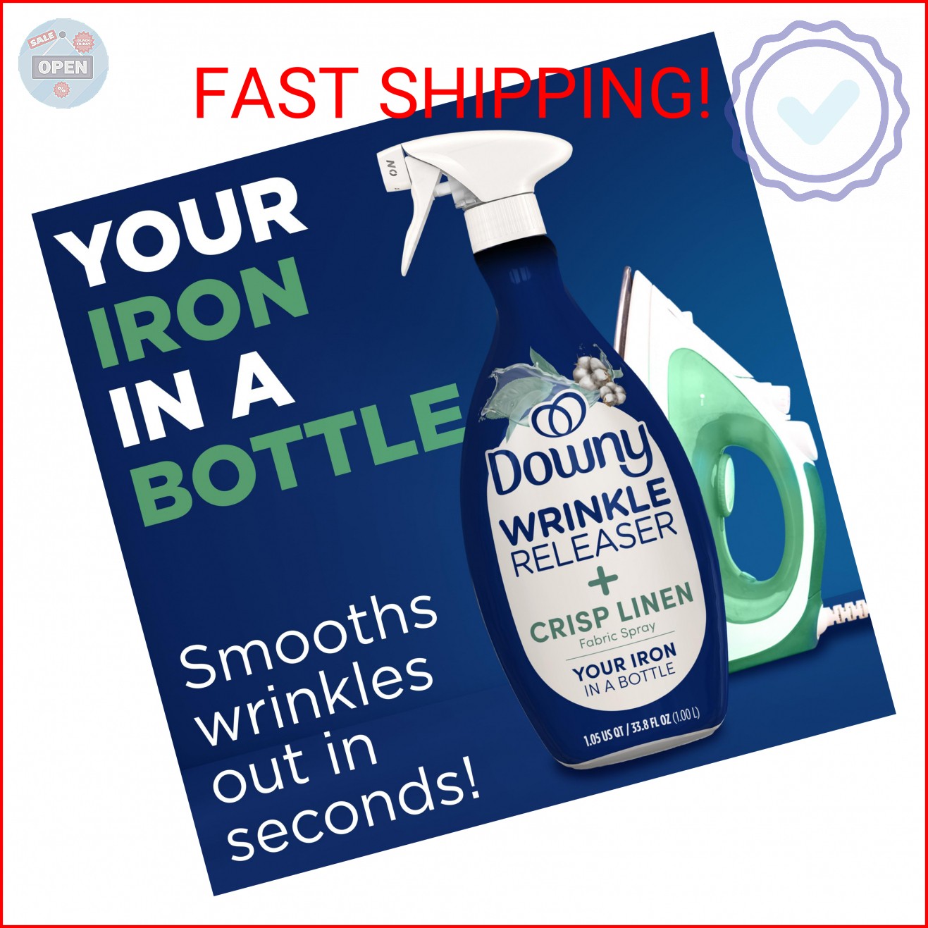 Downy Wrinkle Releaser Spray, All In One Formula, Removes Wrinkles, Static and O