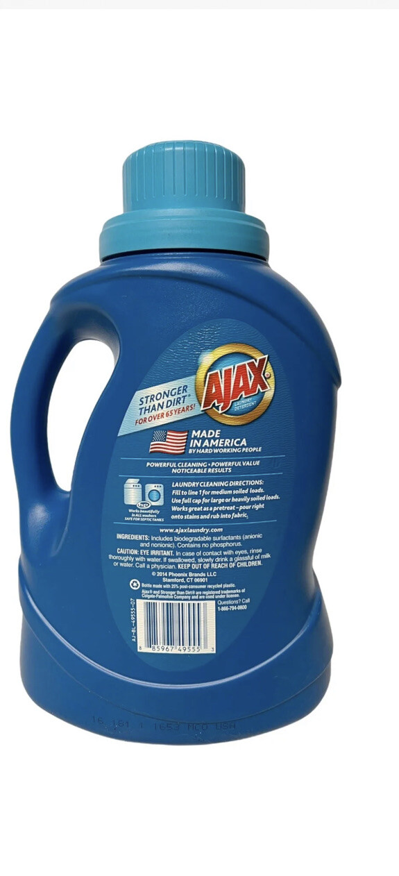 Ajax Advanced Original Clean Laundry Detergent 50 oz He Liquid NEW HTF