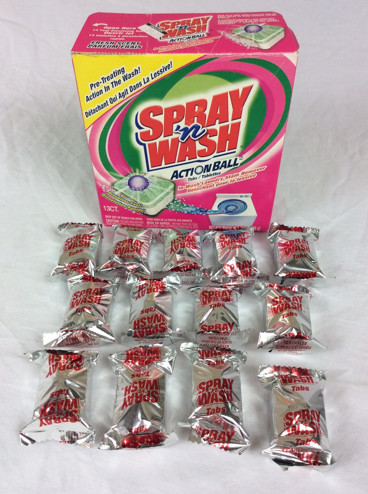 Vtg. 2002 Spray’n Wash Action Ball Tabs 9oz Discontinued Laundry 13ct. Open Box
