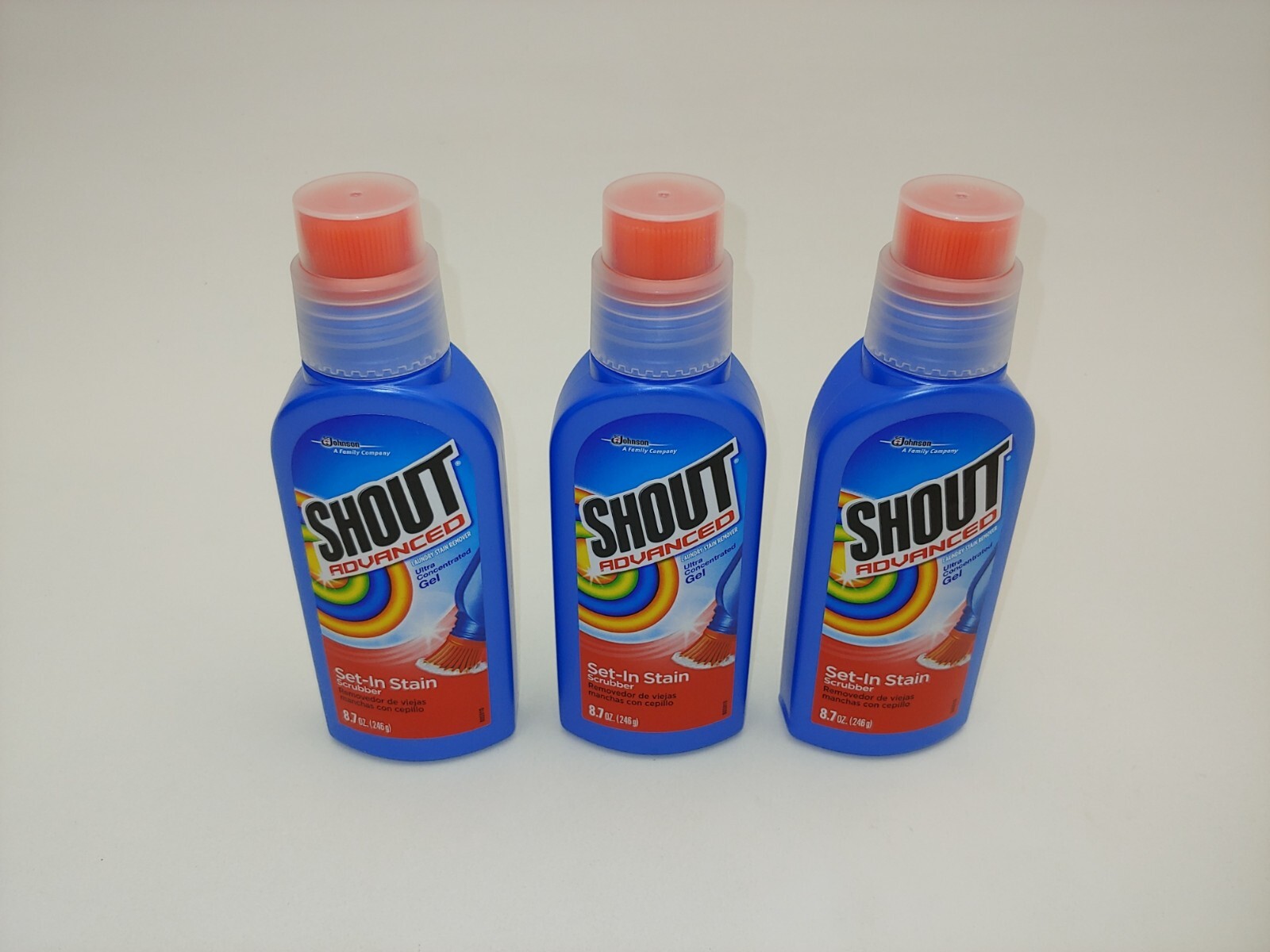 3x Shout Advanced Set-In Stain Pre-Treat Laundry Scrubber Bottles Ultra Gel Lot