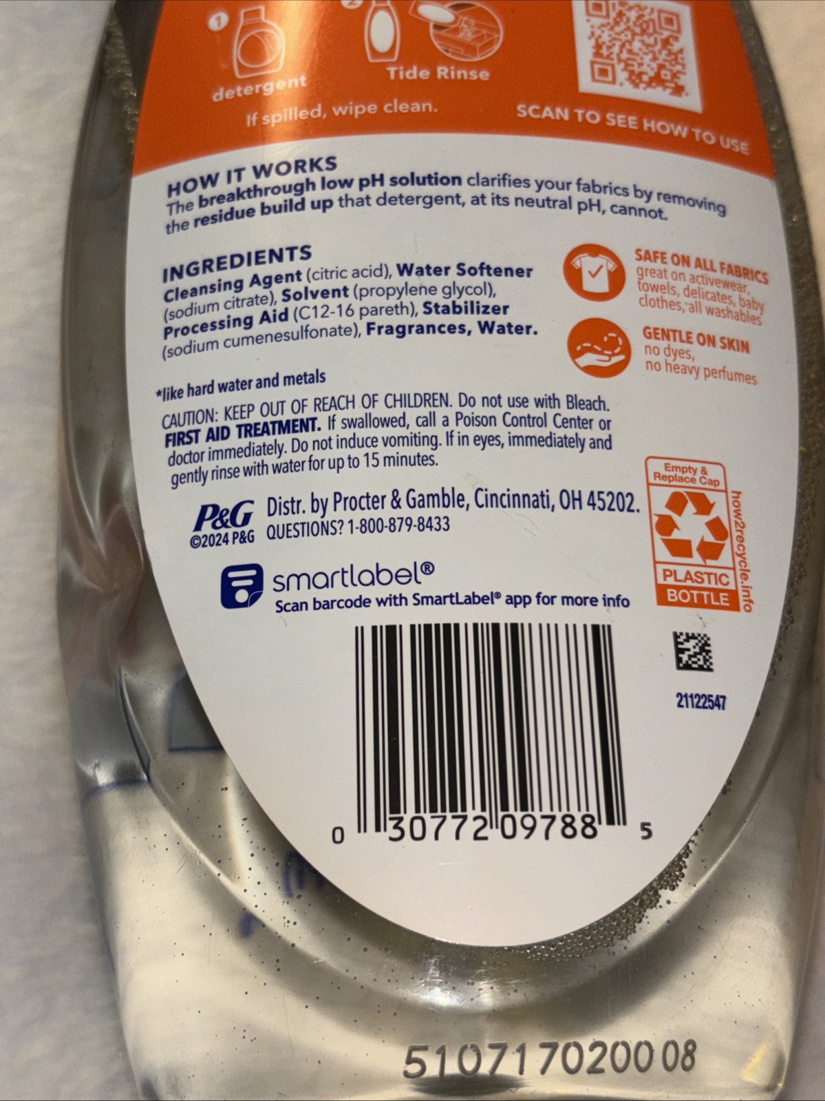 Tide Clean Boost Fabric Rinse 3x Odor Power Original Cleans Deep 25.5oz