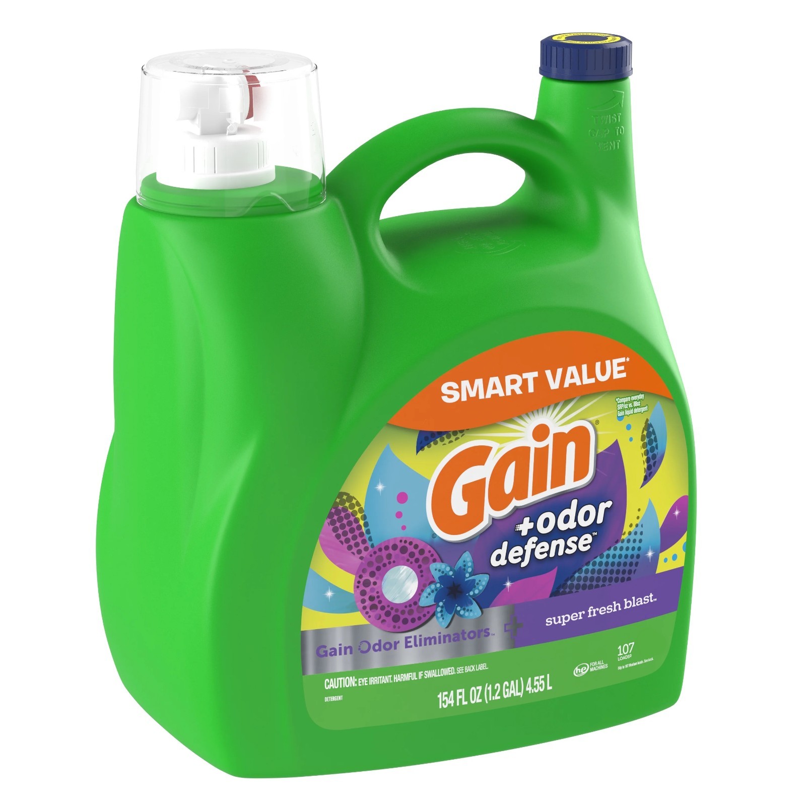 (2 pack )Gain Odor Defense Liquid Laundry Detergent, Super Fresh Blast 154 fl oz