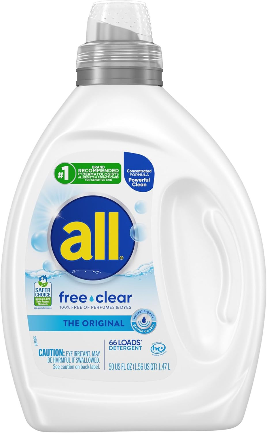free clear The Original Laundry Detergent for Sensitive Skin, 50oz, 66 Loads, Un