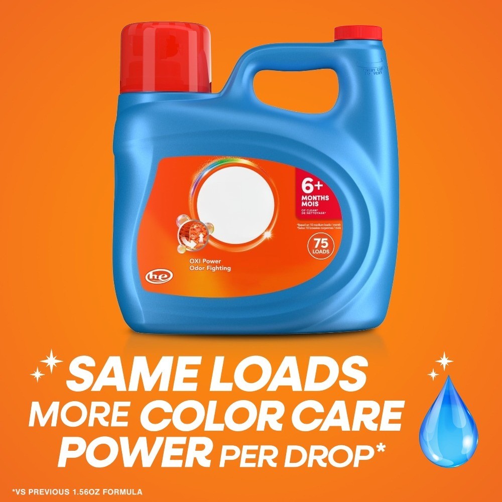 Clean Oxi+Odor Power Liquid Laundry Detergent, 126 fl oz, 75 Loads
