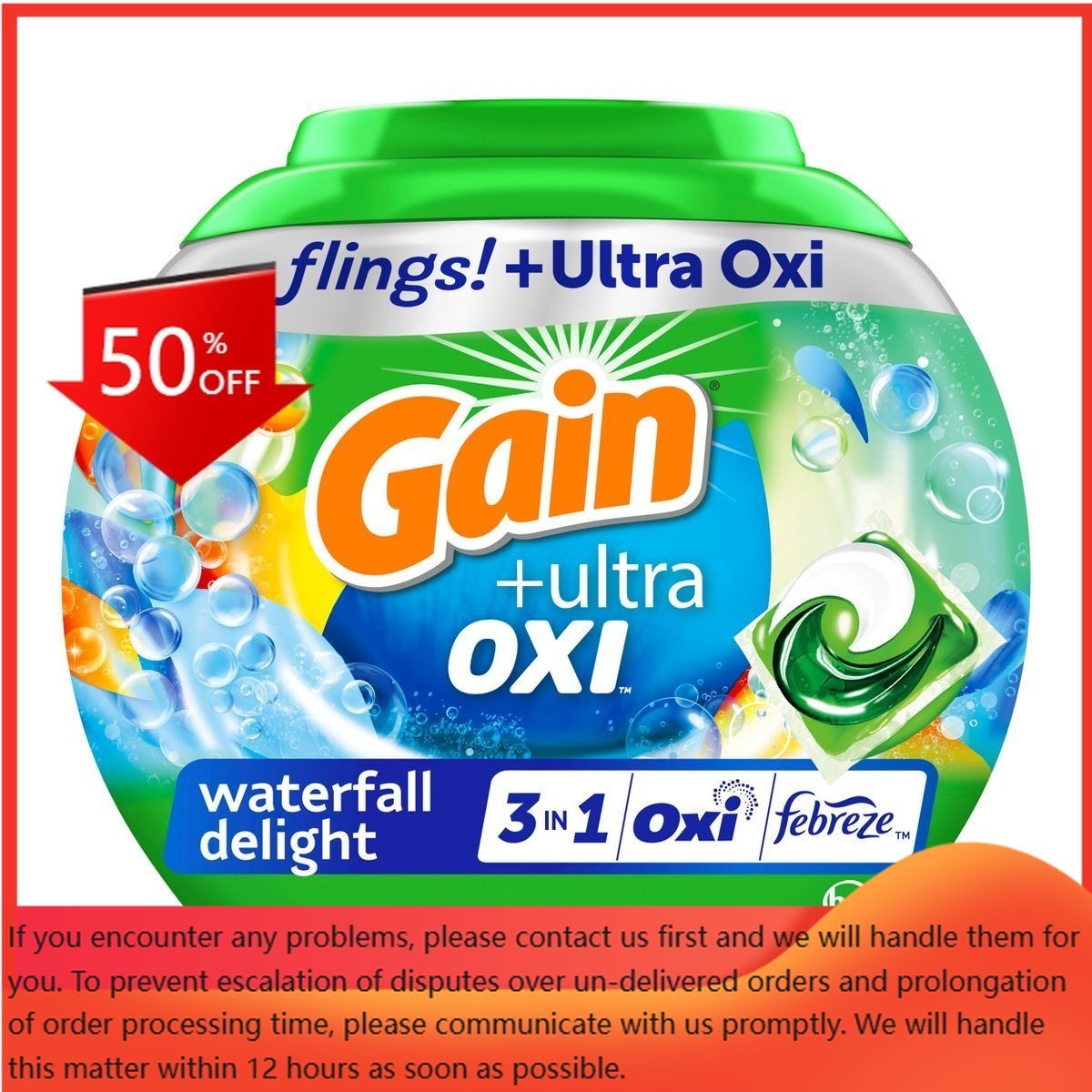 Gain Waterfall Delight Flings OXI Laundry Detergent – 60ct