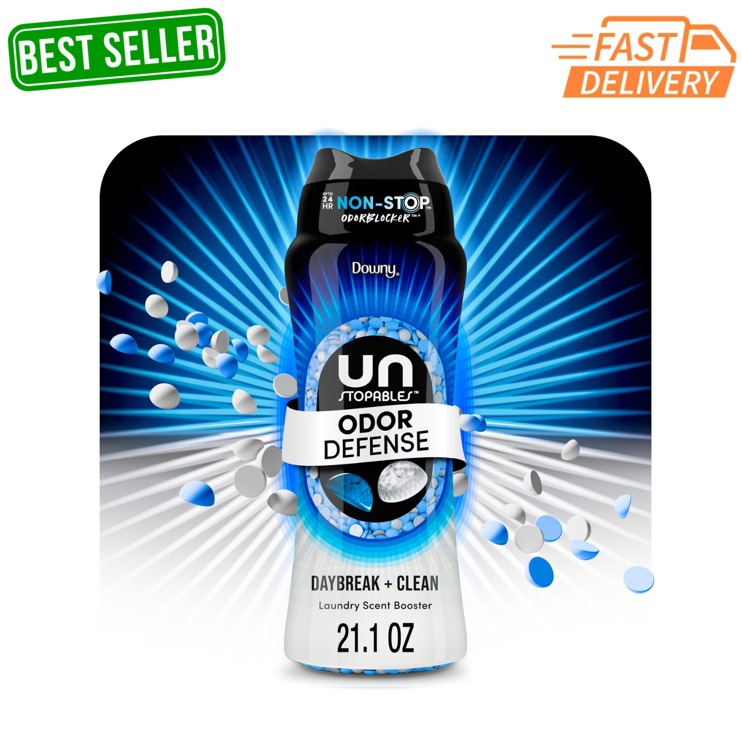 Downy Unstopables Fusions Odor Defense In-Wash Scent Beads Daybreak Clean 21.1oz