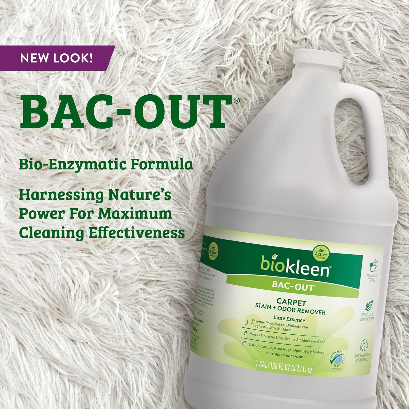 Biokleen Bac-Out Enzyme Cleaner and 128 Fl Oz (Pack of 1), Stain+odor Remover