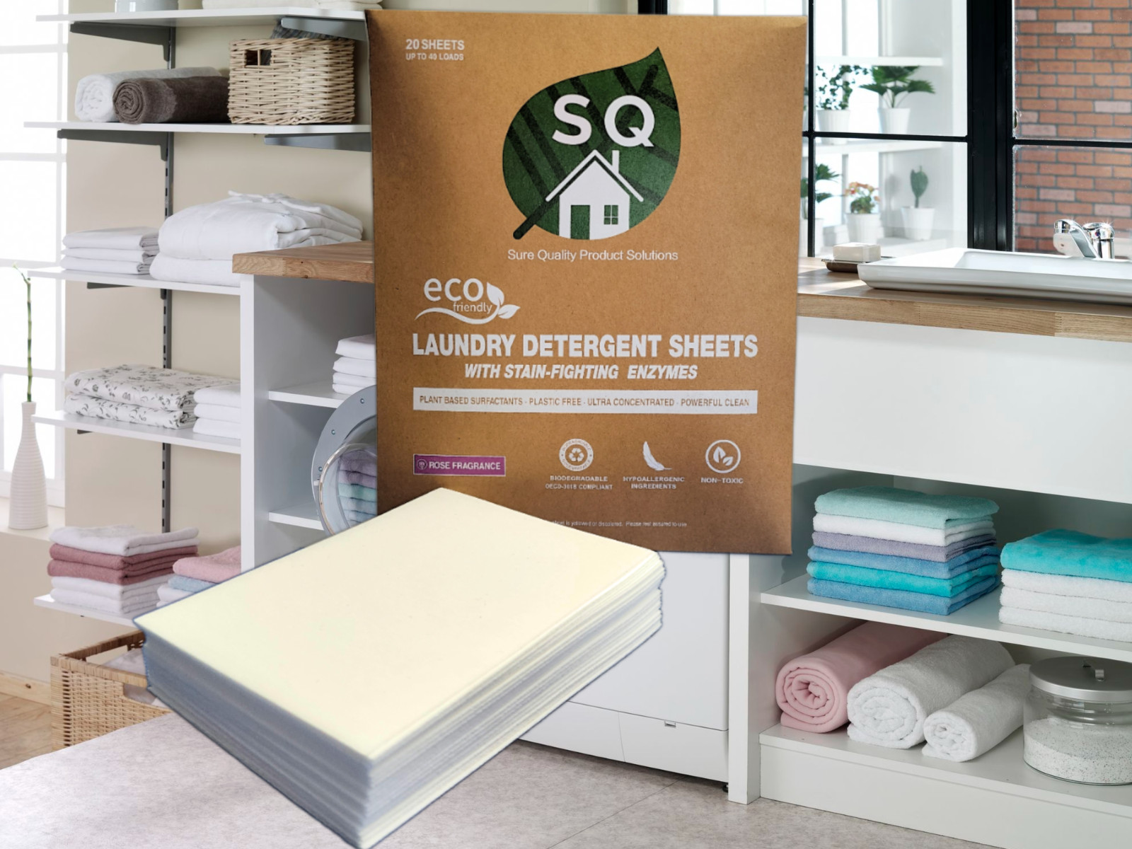 SQ Eco Laundry Strips – Rose Bush 40 loads /20 sheets (Pack of 4)