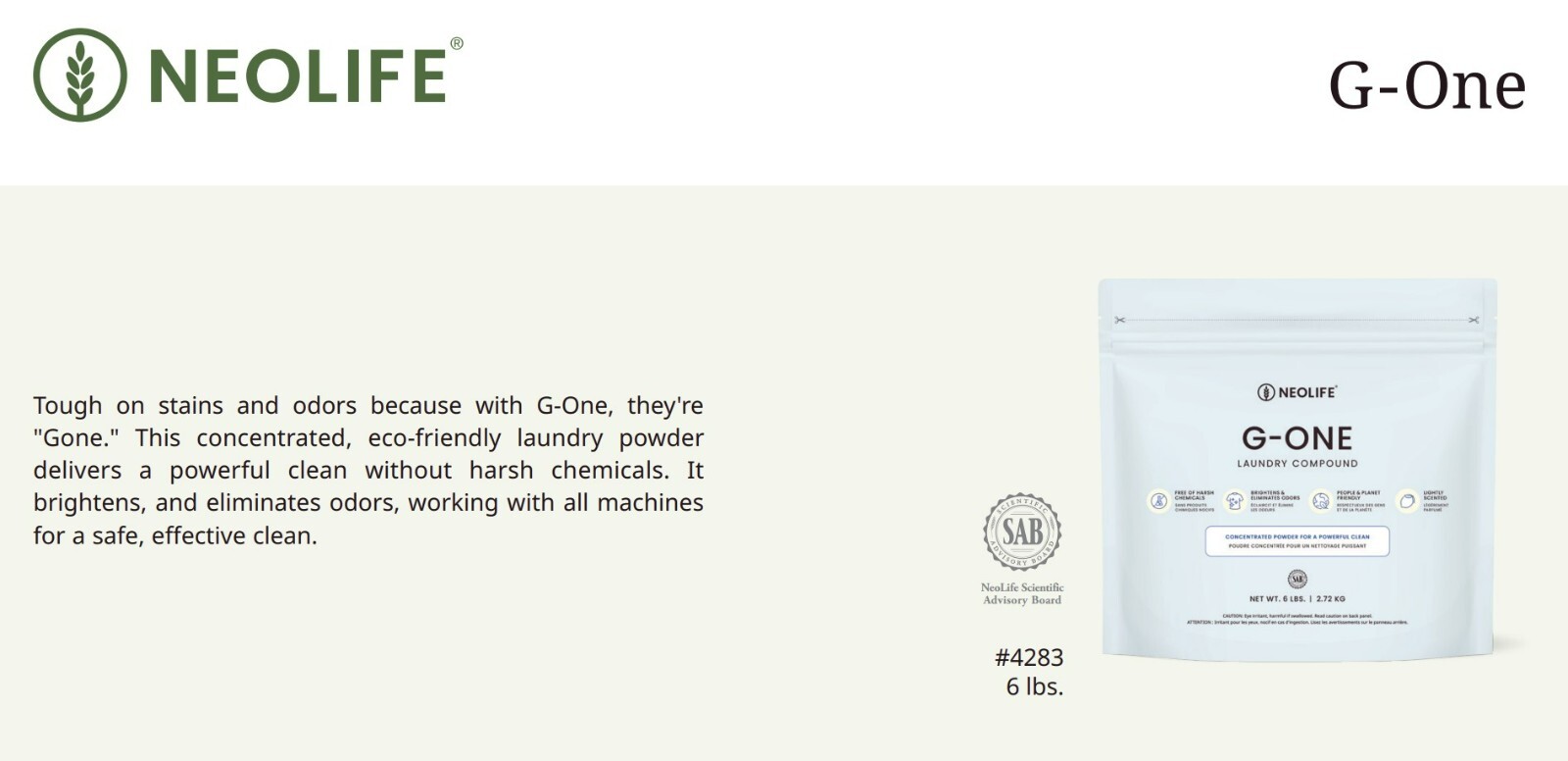 G-ONE Laundry Compound by NeoLife | Concentrated, Eco-Friendly, Eliminates Odors