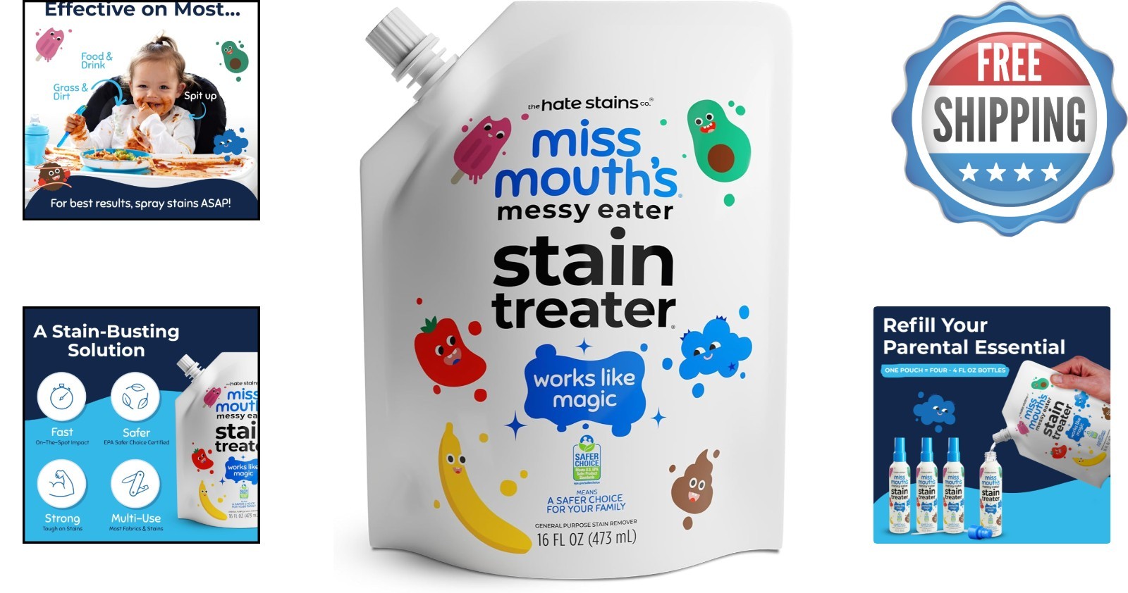 Messy Eater Stain Treater 16oz – Fast Acting Stain Remover for Baby Essentials