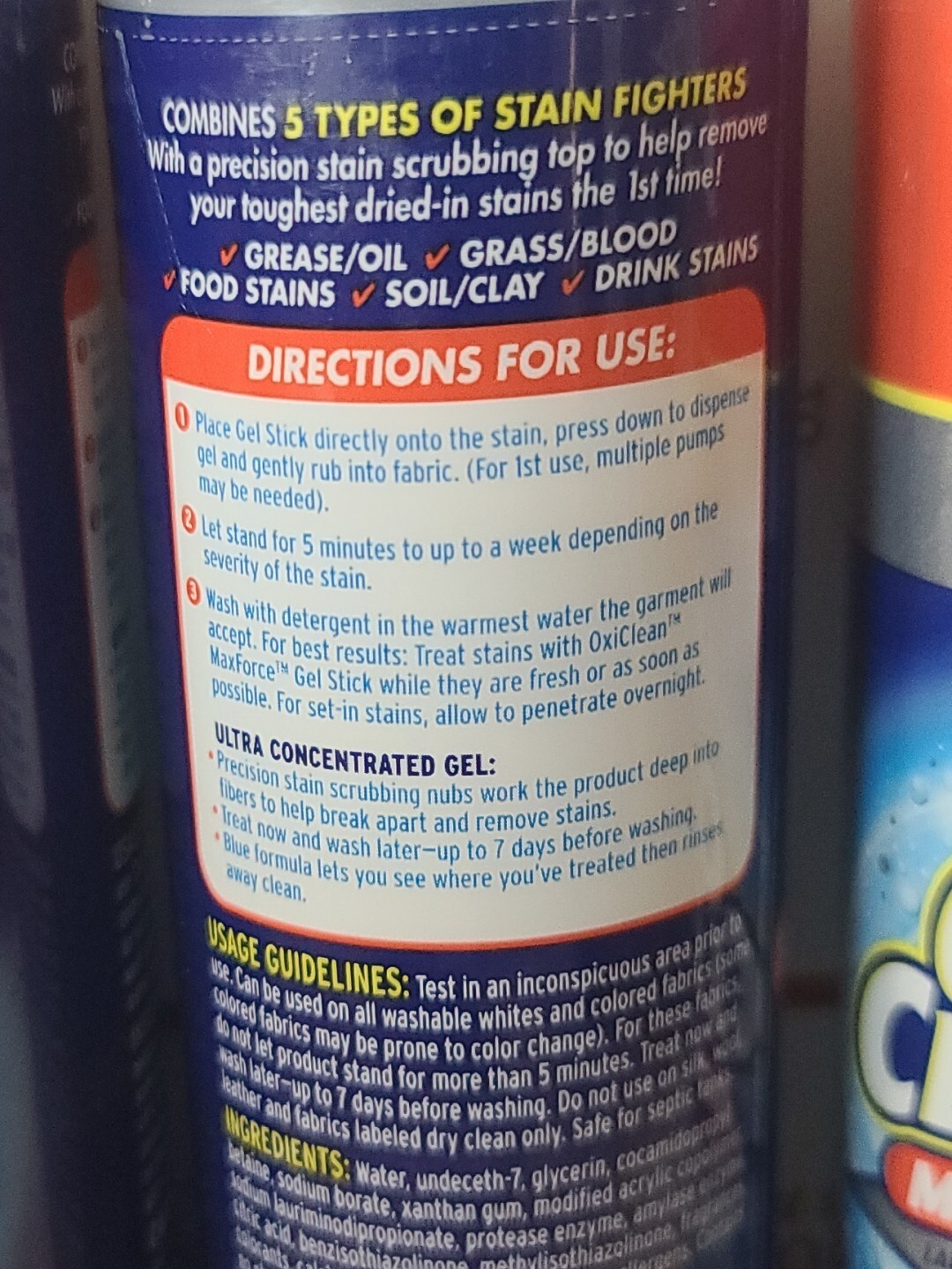 4 Count OxiClean 6.2 Oz Max Force 5 In 1 Power Laundry Stain Remover Gel Stick
