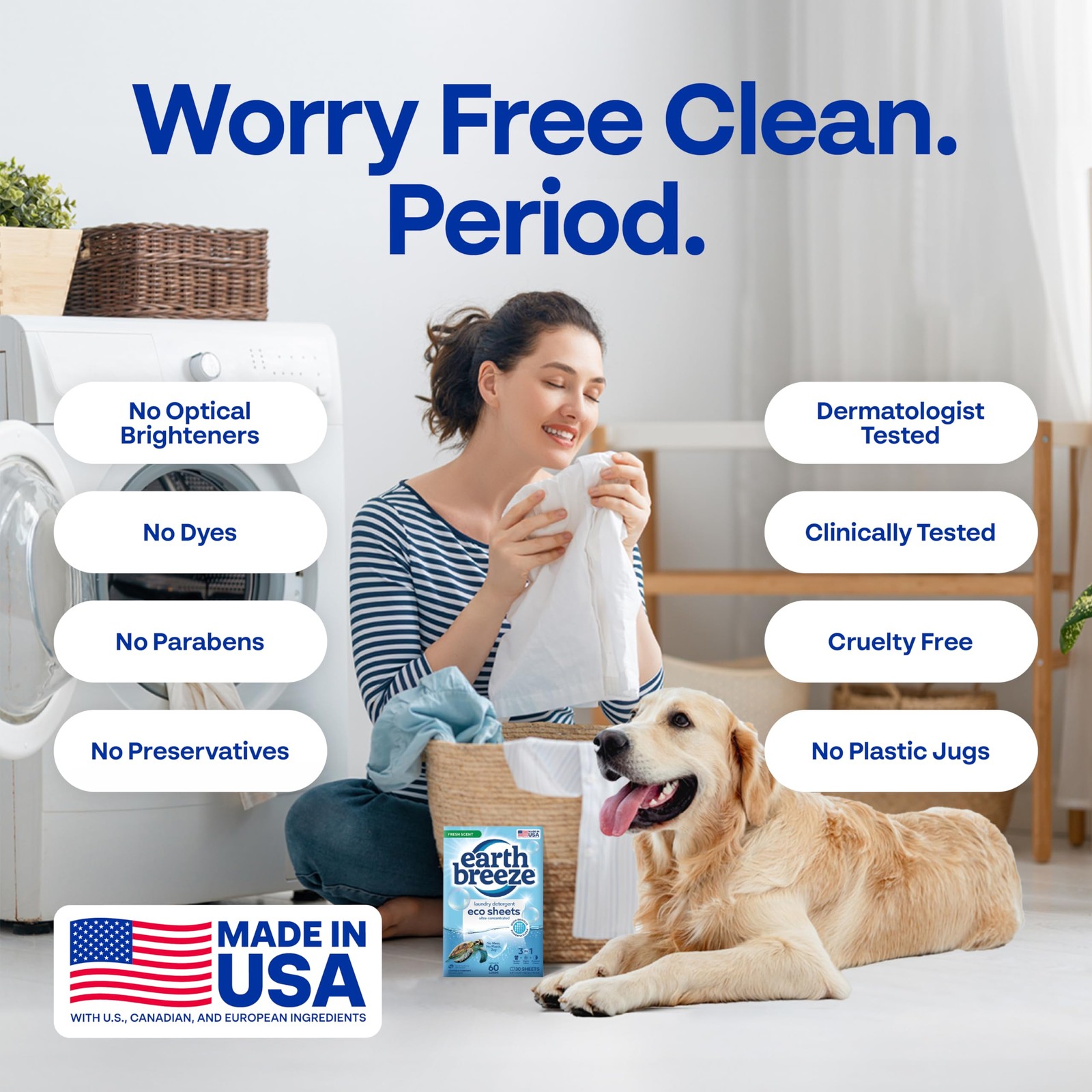 Earth Breeze Laundry Detergent Sheets Fresh 60 Loads/30 Count (Pack of 1)