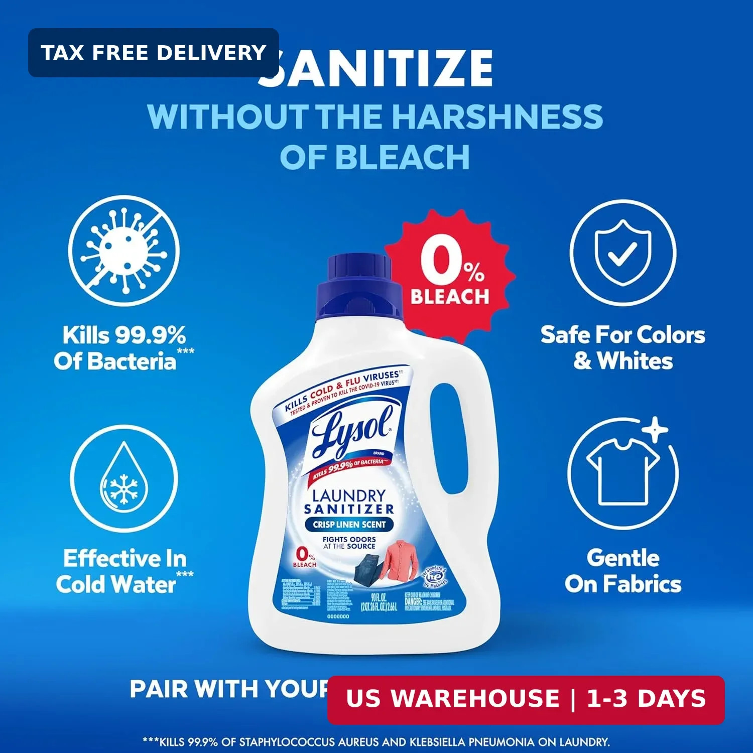 Lysol Laundry Sanitizer Additive, Bacteria-Causing Laundry Odor Eliminator, Dete