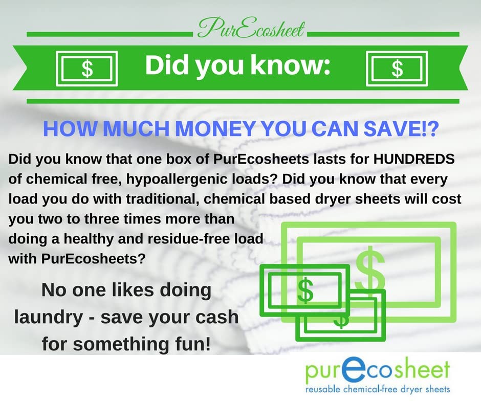Purecosheet – Reusable Dryer Sheets | Cost effective (500+ loads), Chemical F…