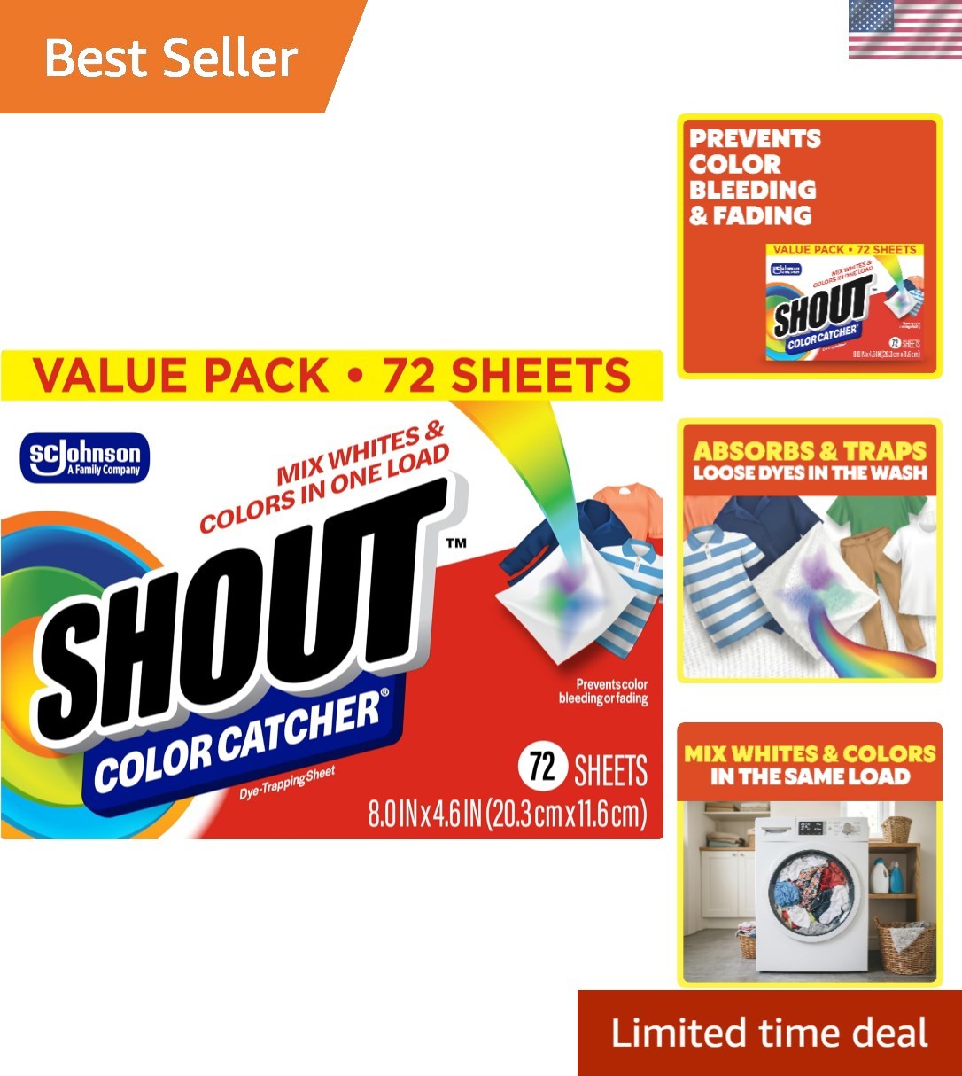 Shout Color Catcher Laundry Sheets – 72 Count to Preserve and Protect Colors