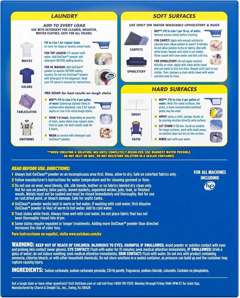Oxiclean Laundry Odor Blasters Versatile Odor & Stain Remover Powder 5lb X 02