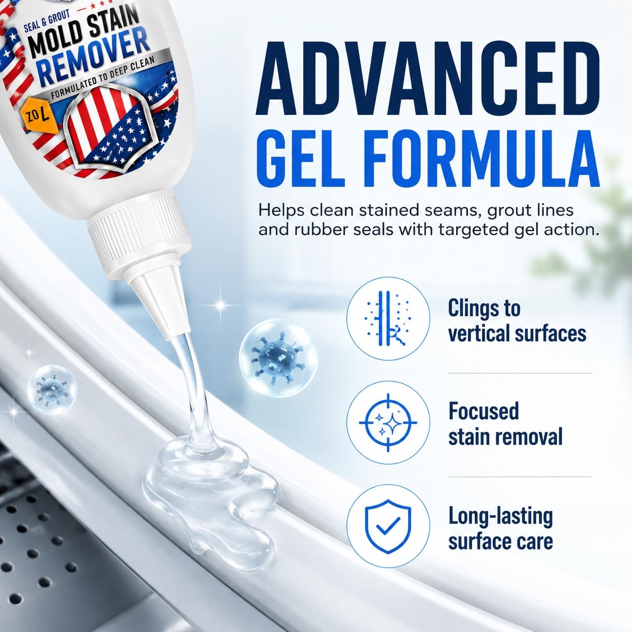 Mold Stain Cleaner Gel 7oz, Powerful Thick Stain Remover with Brush Applicato…