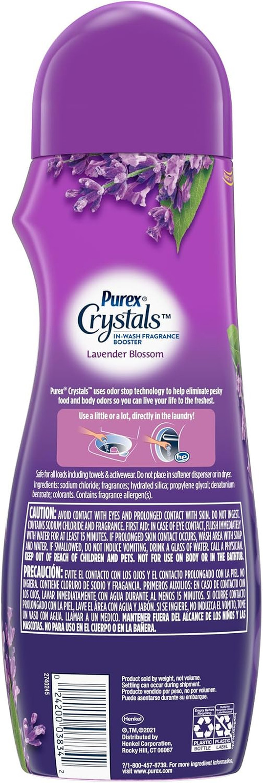 Purex Crystals In-Wash Scent Booster, Fresh Lavender Fields, 21 Oz (Pack of 4),