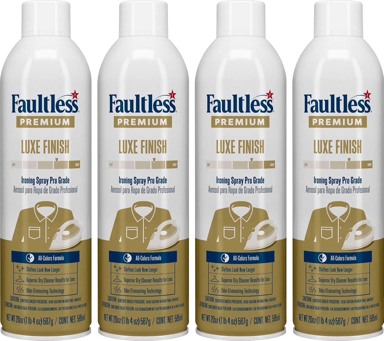 Faultless Premium Luxe Spray Starch 20 Oz 4 Pack Ironing Spray Wrinkle Remover