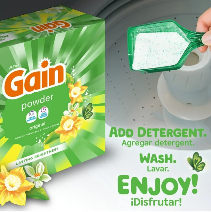 2 PACK Gain Powder Laundry Detergent, Original Scent, 154 oz, 167 Loads