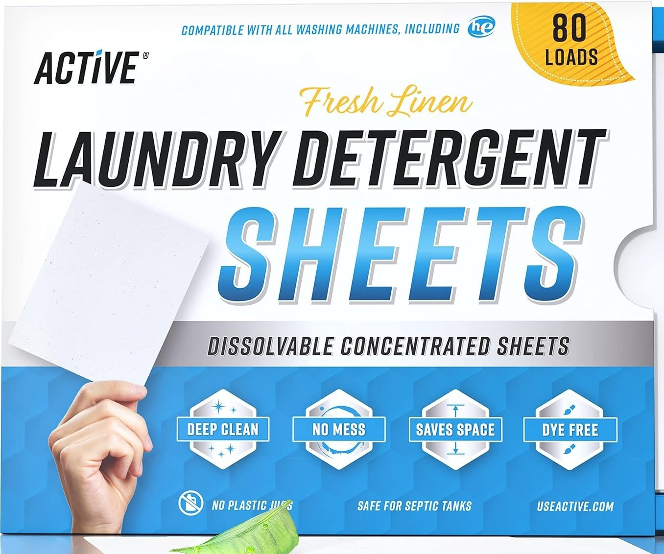 Laundry Detergent Sheets Eco Washing Strips 80 Loads Fresh Linen Scent