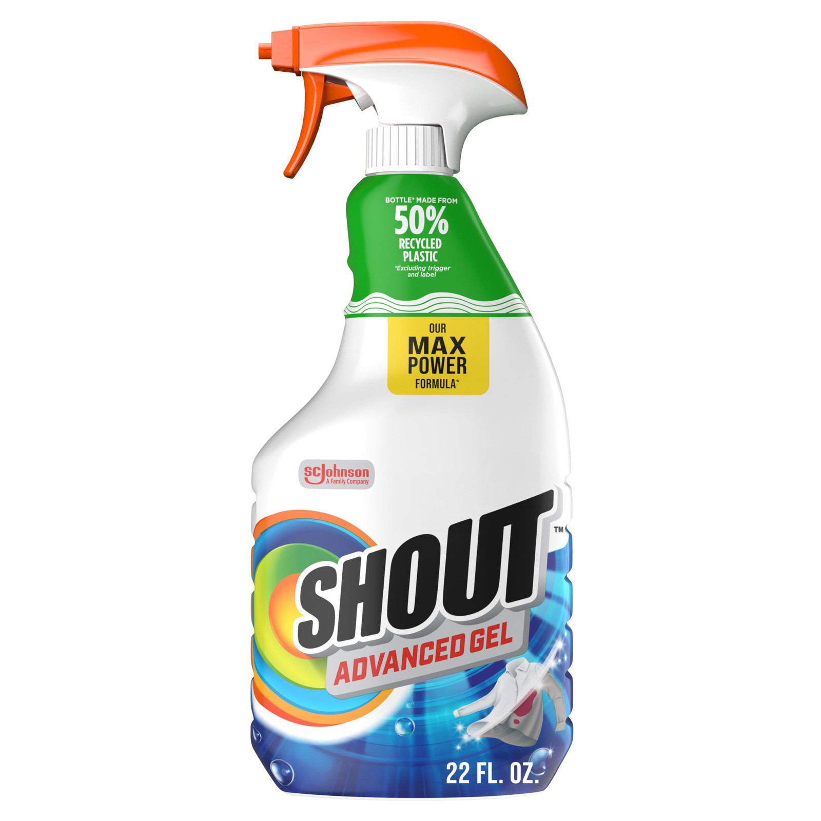 SHOUT Advanced Laundry Stain Remover 22 Fl Oz (Pack of 1), Translucent White