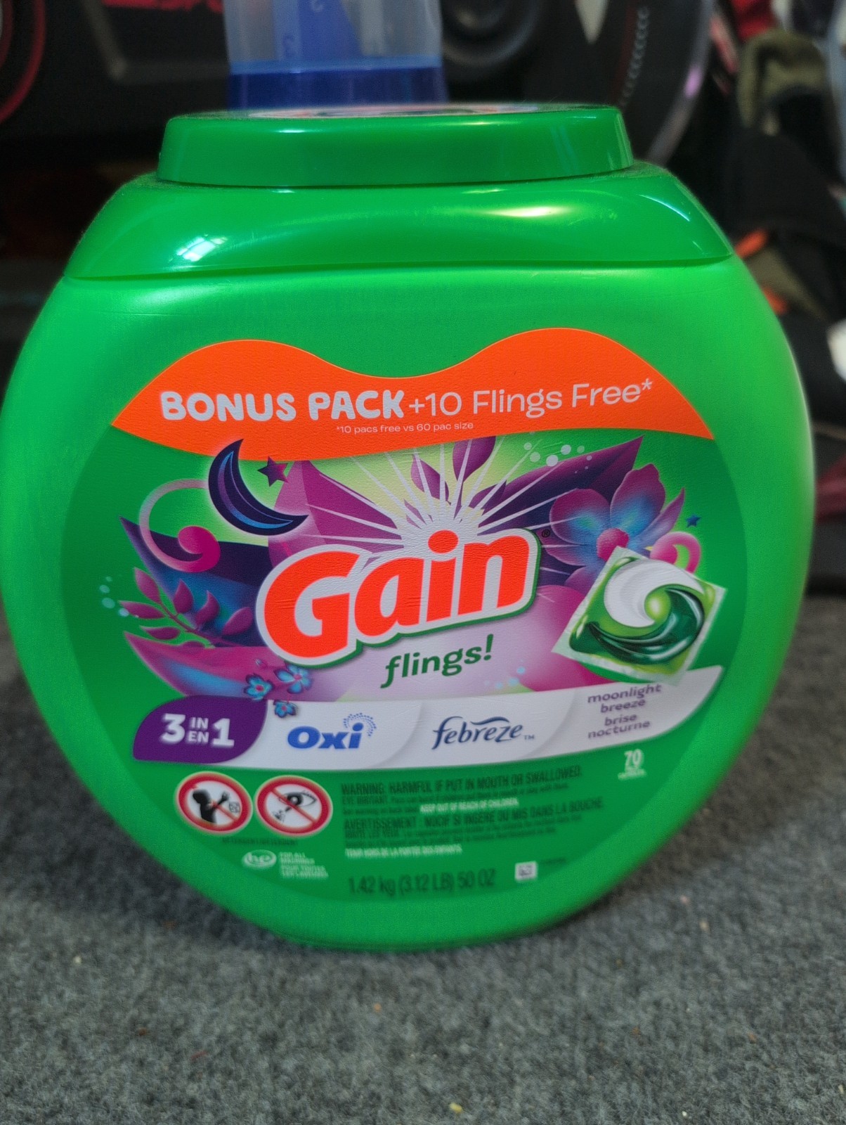 Gain Flings Laundry Detergent Pacs, 70 Count & Tide Ultra White (Bundle of 2)