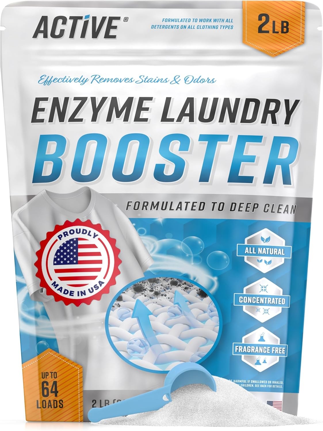Enzyme Laundry Booster Odor Remover – 2 lbs Unscented Enzymatic Clothes…