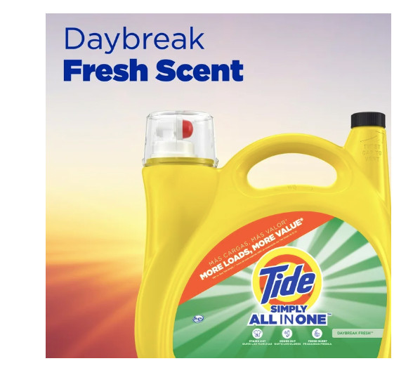 Tide Simply Liquid Laundry Detergent Daybreak Fresh 182 fl oz – 138 Loads Clean
