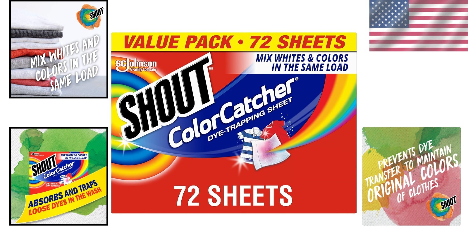 Dye-Free Color Catcher Laundry Sheets – 72 Count for Effortless Mixed Washes