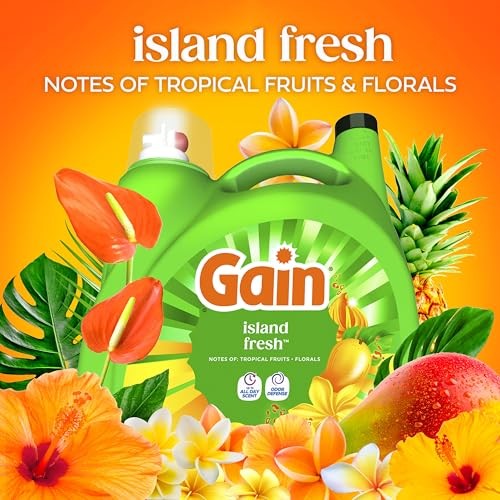 Gain Liquid Laundry Detergent, Island Fresh Scent, 154 fl oz, 107 Loads, HE Safe