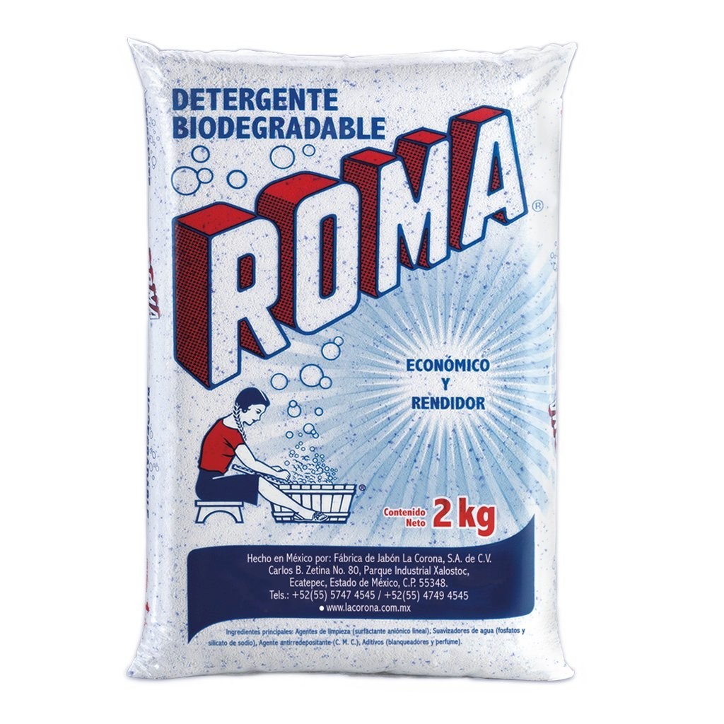 ROMA 2K LAUNDRY POWDER DETERGENT FOR STAIN REMOVAL BIODEGRADABLE 100% MEXICAN