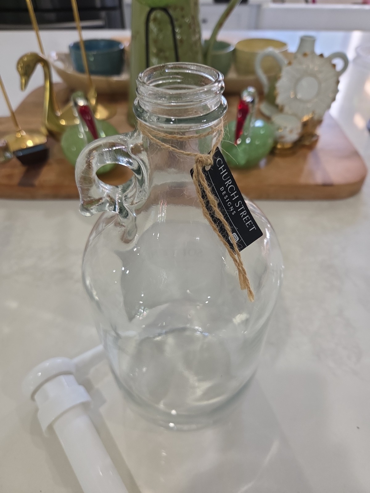 Half Gallon Clear Glass Bottle Laundry Detergent Jug Apothecary Style w/ Pump