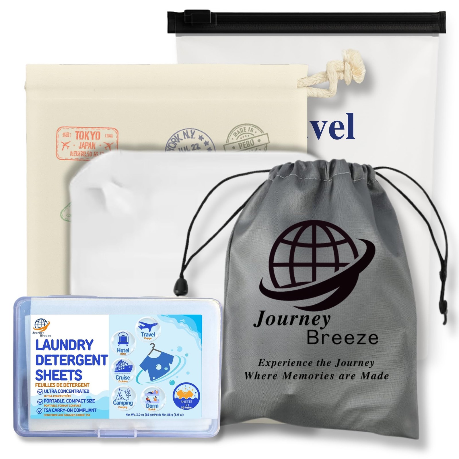 Travel Laundry Detergent Sheets Kit – 30-Count Laundry Detergent Sheets for S…
