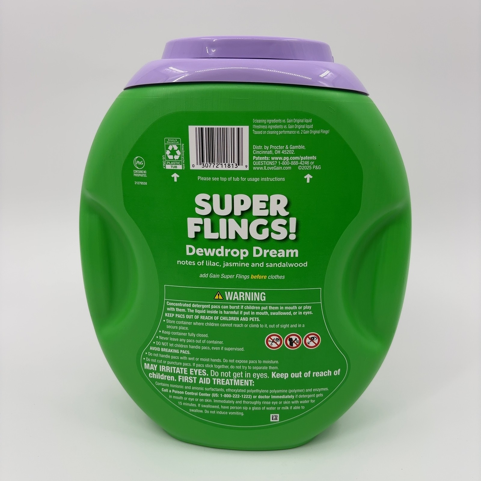 Gain Super Flings Laundry Detergent Pacs, 45 Count, Dewdrop Dream Scent