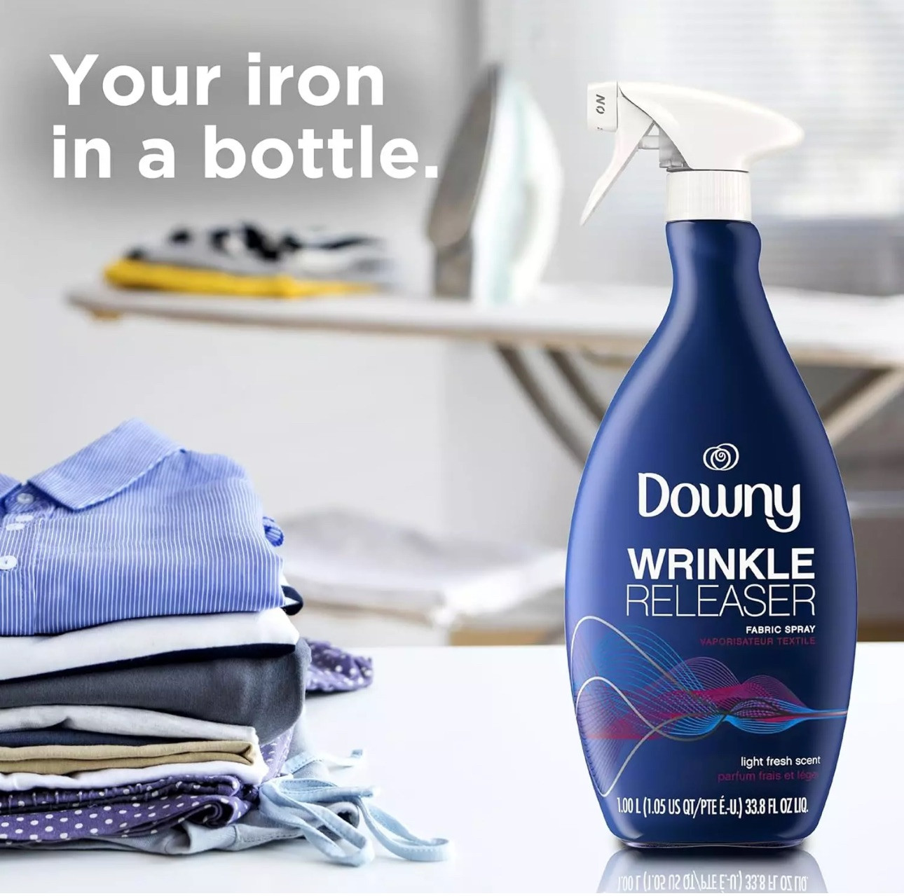 Downy Wrinkle Releaser Spray, Odor Eliminator & Fabric Refresher,33.8 Oz,4 Pack