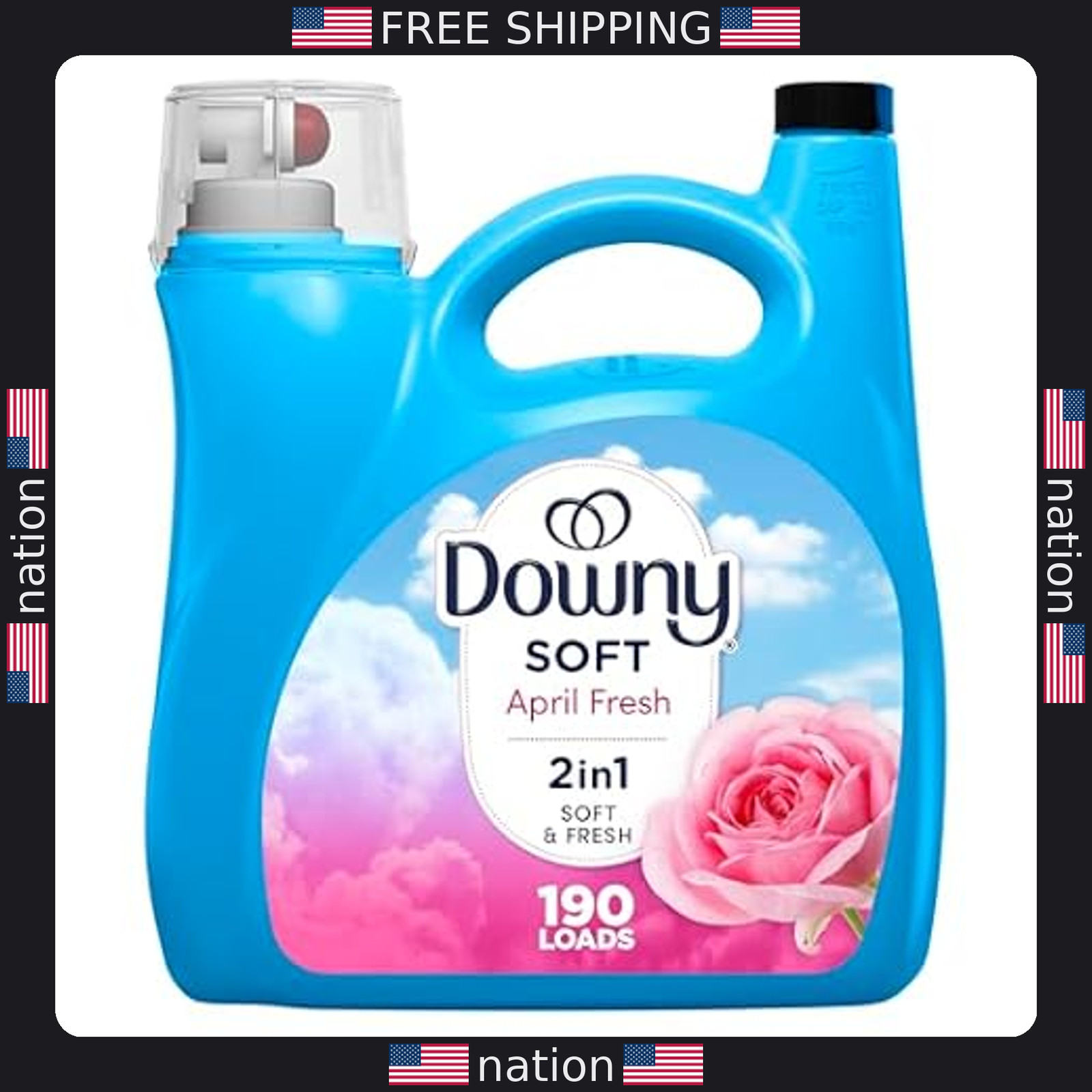 Downy 2-in-1 Liquid Fabric Softener, April Fresh, 140oz – 190 Loads