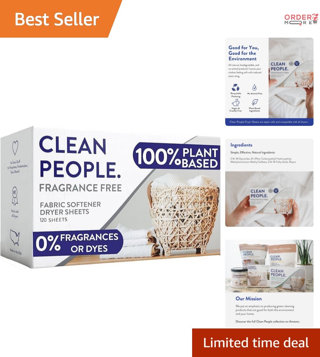 Eco-Friendly 120 Pack Fabric Softener Sheets – Plant-Based & Static-Free