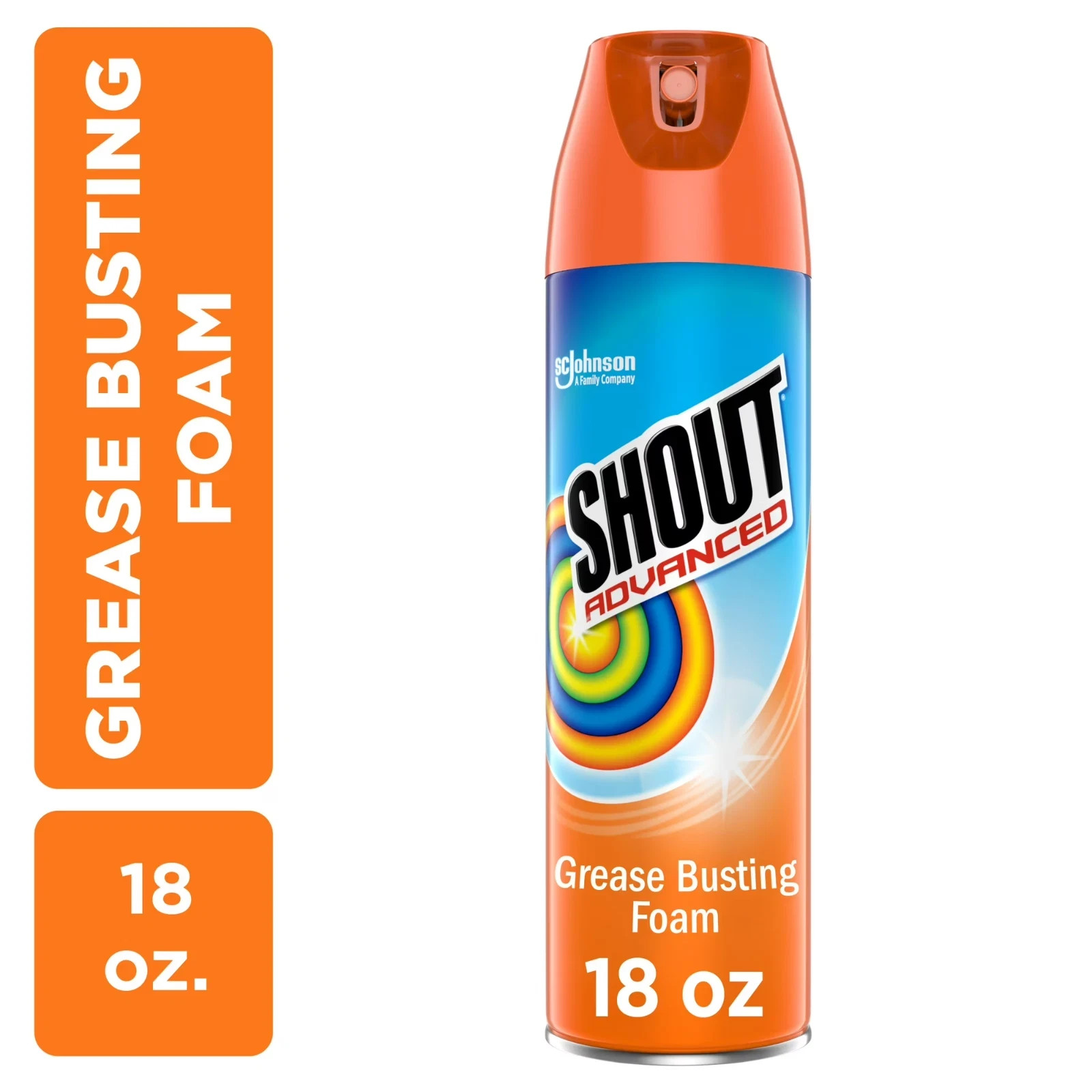 Shout Advanced Grease Busting Foam Stain Remover 18 oz Laundry Pre Treat Spray