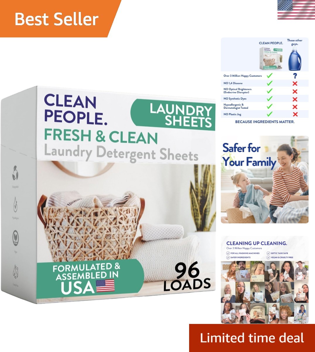 Eco-Friendly Laundry Detergent Sheets – 96 Count – Perfect for All Washers